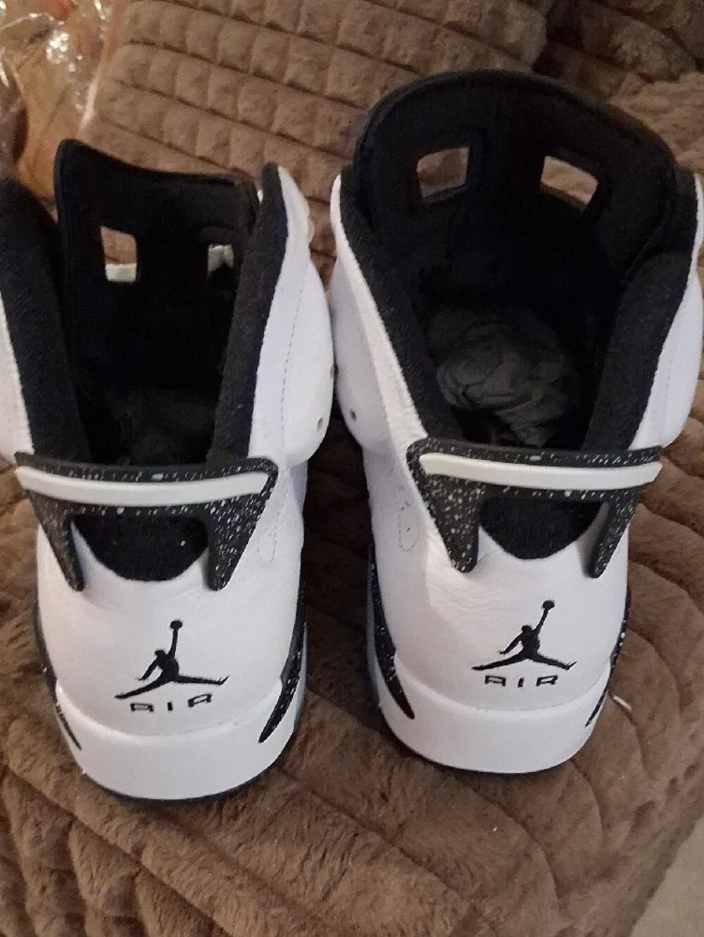 Jordan White and Black High-Top Basketball Sneakers